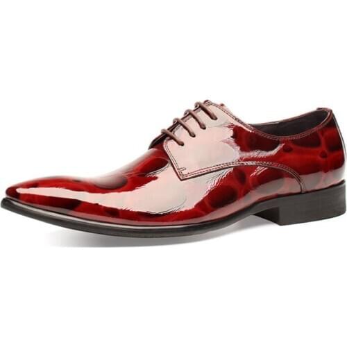 High top Derby shoes pointed toe handmade patent leather formal dress wedding shoes lace up mens business shoes