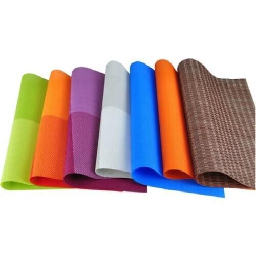 Kitchen Table Decoration Barware Rainbow Color Plaid Pvc Placemat Bowl Pad Multi-purpose Mats Pads 2 Pcs/lot