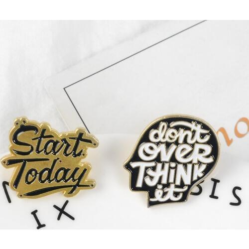 Inspirational Quote Pins Over Thinker Brooches Anxiety Lapel pins Introvert Jewelry Worrier Gifts Men Women Accessories