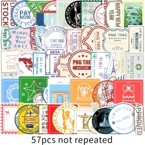 Vintage Postmark Stickers Aesthetic DIY Scrapbook Diary Techo Non-Repeating Luggage Laptop Car Stickers Stationery Supplies