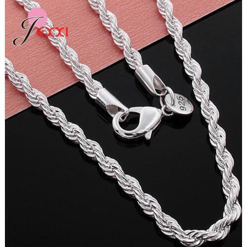 Wholesale 925 Sterling Silver Twisted Rope Chain Necklace Fashion Party Jewelry for Men Women Christmas Gifts Drop Shipping