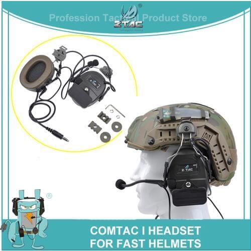 Ztac Military Ver. Headphone Airsoft Tactical Comtac I Noise Canceling Headset With Peltor Helmet Rail Adapter For Shooting Z032