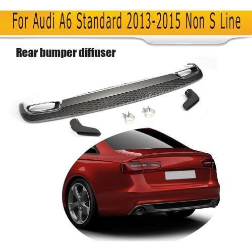 Car Rear Bumper Lip Spoiler Diffuser with Exhaust Tips for Audi A6 Standard Only 2013-2015 Non Sline RS6 S6