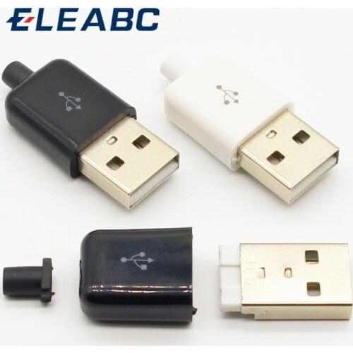 10pc/lot DIY USB 2.0 A Male Assembly Adapter Connector Plug Socket black white