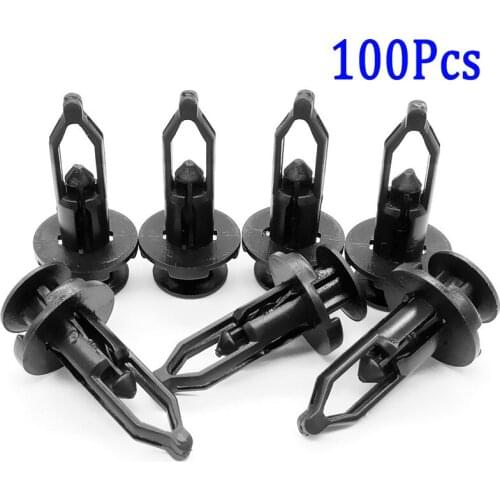 100pcs 9mm Auto Fastener Clip Car Bumper Rear Cover Push-Type Retainer Pin Rivet Plastic Fixed Clip Fasteners Car Accessories