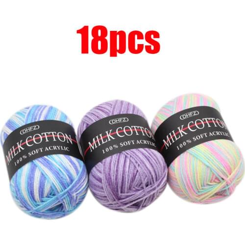 18pcs Baby Milk Cotton Yarn Crochet Yarn for Knitting Wool Yarn Hand Knitted Yarn To Knit Blanket Crocheted Thread