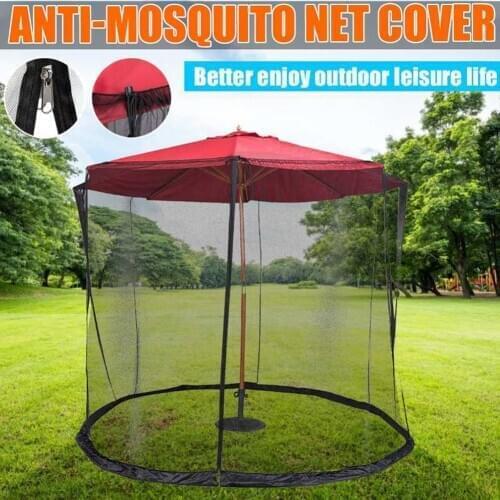 2 in 1 Anti Insect Net Cover Mosquito Net Sun Umbrella Zipper Polyester Sunshade Umbrella Cover for Garden Afternoon Tea