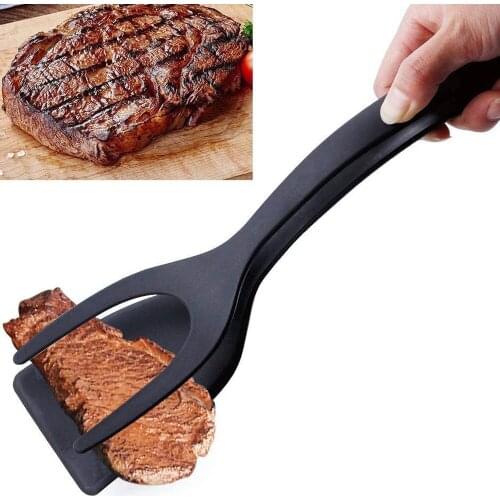 2 In 1 Egg Spatula Pancake Spatula Tongs Turners Kitchen Utensils Non-Stick Cooking Accessories BBQ Tools Multifunctional Gadget