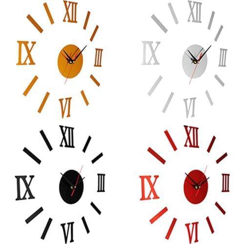 3D Acrylic Mirror Surface Roman Numerals Wall Clock Stickers Home DIY Decor Living room accessories Decorative House Clock