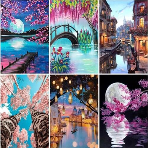 5D Diamond Painting Landscape DIY Full Square Round Diamond Embroidery Scenery Mosaic Picture of Rhinestone Christmas Decoration