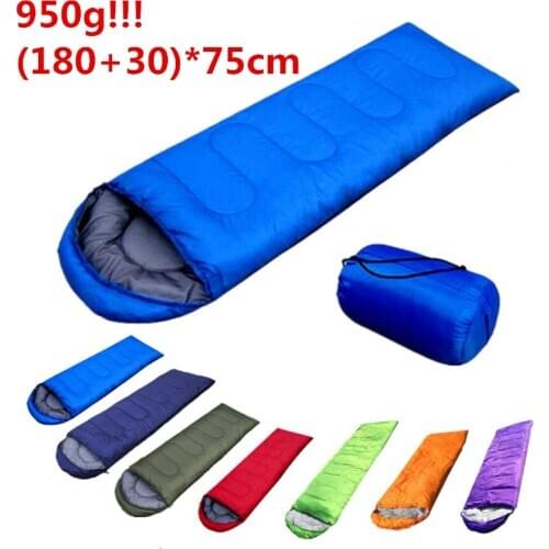 950g (180+30)*75cm autumn winter spring indoor outdoor envelope sleeping bag thermal hooded travel camping hiking rest cover