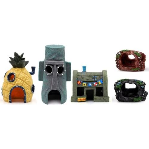 Fish Tank Aquarium Decoration Cartoon House for Fish Tank Pine-apple House Home Ornaments Aquarium Accessories Fish