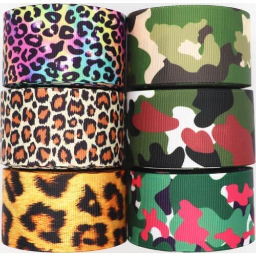 5 Yards 1.5'' 38MM Camouflage/Leopard Printed Grosgrain Ribbons For Hair Bows DIY Handmade Materials Y19090601