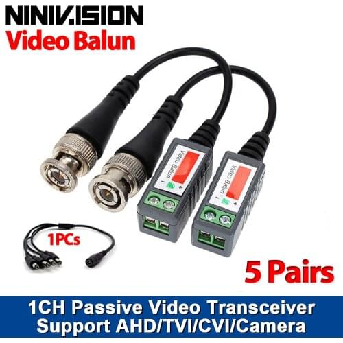 CCTV Twisted BNC 1Channel Passive TVI CVI AHD Video Balun Transceiver 10Pcs /Lot COAX CAT5 Camera UTP Cable Coaxial Adapter
