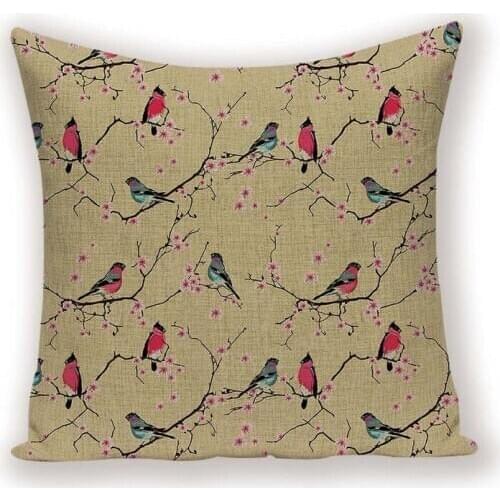 Farmhouse Flower Throw Pillow Case Plant Bird Cushion Cover Square Jungle Home Decor Sofa Cushions Covers Bed Decorative Kissen