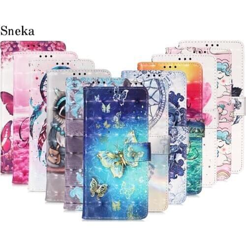 3D Painted Case For iPhone 13 12 11 Pro Max 6s 7 8 Plus XS XR Case Leather Flip with Card Holder Kickstand Full Protection Cover