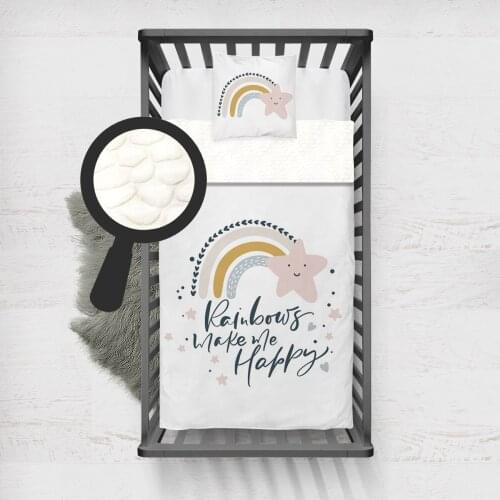 Kids Minky Blanket Super Soft and Warm Blankets Children for Couch and Bed White Star Rainbow Model 1381