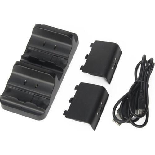 OSTENT Dual Charger Dock Power Station + 2 Battery for Microsoft Xbox One Wireless Controller