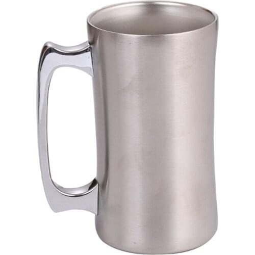 Double-Layer Thickened Vacuum Insulated Beer Mug Creative Single Handle Bottle 896A