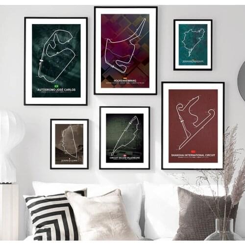 FIA F1 Formula 1 Classic Race Track Car Wall Art Canvas Painting Nordic Posters And Prints Wall Pictures For Living Room Decor