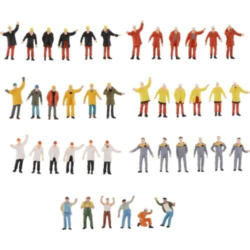 Lot 6 Small People Figurines, 1:50 Scale Model Trains Architectural Plastic People Figures Tiny People for Miniature Scenes