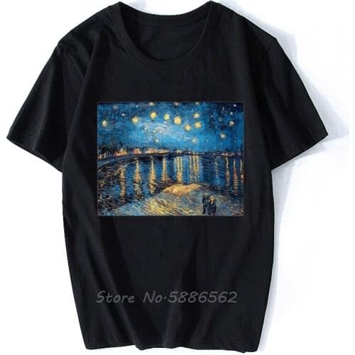 Vincent Van Gogh Starry Night Over The Rhone Artist T Shirt Homme JOLLYPEACH BRAND New White Casual Short Sleeve Tshirt Men
