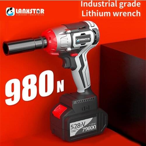 Electric Tool Screw Nut Powerful Heavy Duty Auto Repair Electric Wrench Large Torque Lithium Impact Plate Hand Shelf Tool