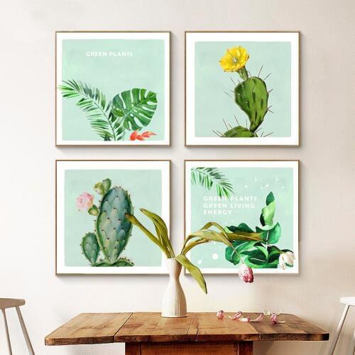 Cactus Succulent Canvas Painting Poster And Prints Nordic Spray Color Plant Leaf Wall Picture For Home Living Room Decoration