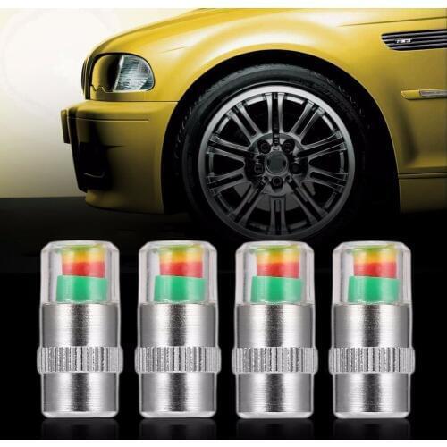 Kebidumei 4 PCS/Lot 2.4 Bar Car Auto Tire Pressure Monitor Valve Stem Caps Cover Sensor Indicator Alert