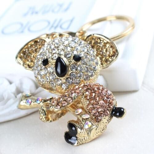 Koala Gold Bear Tree Lovely Charm Pendant Cute Crystal Purse Bag Key Chain Women In Jewelry Delicacy Gift Tiny