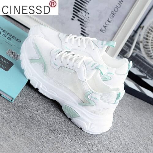 Hollow Mesh White Platform Sneakers Women 2021 Summer New Fashion Breathable Women Casual Shoes Lace-Up Vulcanize Shoes Woman