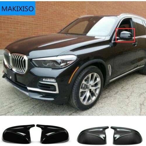 2PCS Real Carbon Fiber Car Side Rearview Mirror Cover Cap For BMW X3 X4 G01 G02 2018-2020 For X5 X6 X7 G05 G06 G07 2019-2020