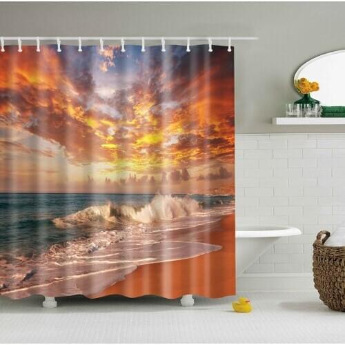 Landscape sea sunset beach shower curtain Single Printing Waterproof Mildewproof for Bathroom Decor large180x200 Cortina de bano