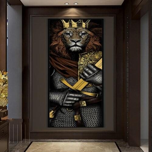 Nordic samurai lion Posters and Prints Canvas Art Painting Wall Art personality Decorative Picture Industrial Loft style Decor