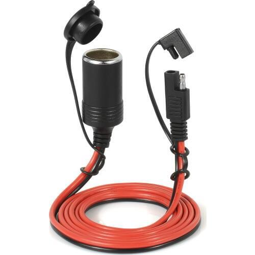 JTRON 12-24V 5FT 14AWG SAE to Female Cigarette Lighter Lead, 14 Gauge SAE 2 Pin Quick Disconnect Harness Extension Charging Cabl
