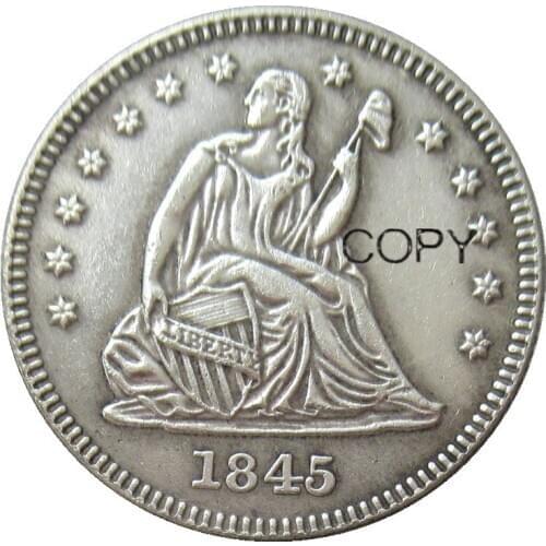 USA 1845 Seated Liberty Quarter Dollars Silver Plated 25 Cents Copy Coin