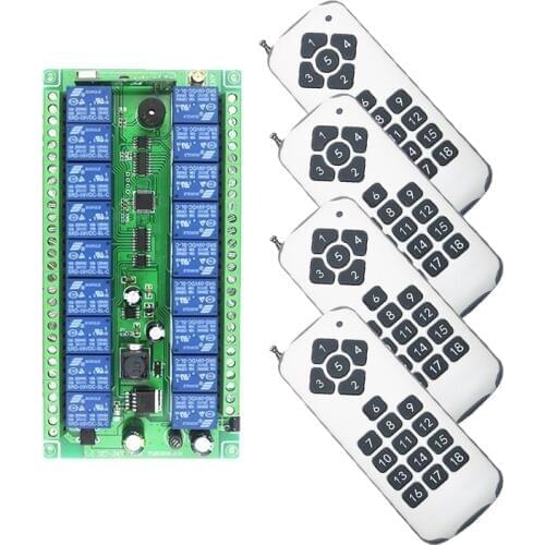 DC12V 24V 18 CH 18CH RF Wireless Remote Control Light Motor Switch System Transmitter+Receiver/lamp/Garage Door