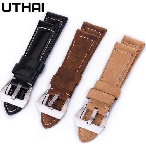 UTHAI Z17 Watchbands 20mm 22mm 24mm 26mm High-end retro Calf Leather Watch band Watch Strap with Genuine Leather Straps