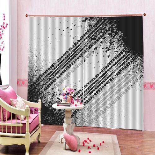 Luxury Blackout 3D Window Curtains For Living Room Bedroom black and white curtains Blackout curtain