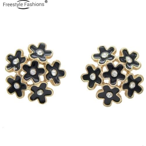 Fashion trendy Flower plant eporxy zinc alloy stud earrings for women
