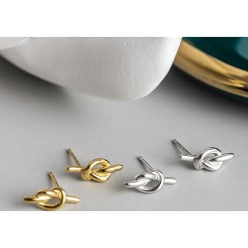 New Knotted Earrings For Women Gold Silver Color Small Personality Design Mini Piercing Stud Ear Jewelry Korean Style