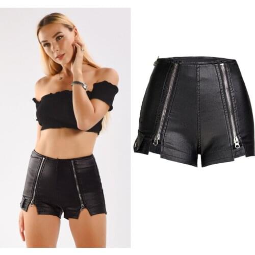 SISHION Plus Size Black Sexy Club Party PU Leather Shorts Women VD2003 Spodenki Damskie Ladies Summer Fashion Shorts Femme