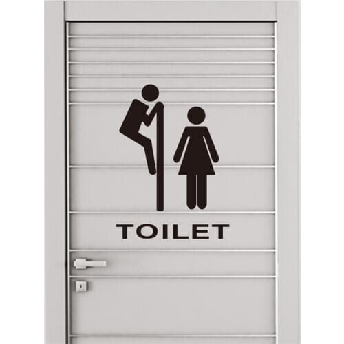 Funny Mr. & Mrs. Quotes Toilet Door Decal For Bathroom Waterproof Finger Wall Stickers Home Decor Carved Adhesive Vinyl Poster