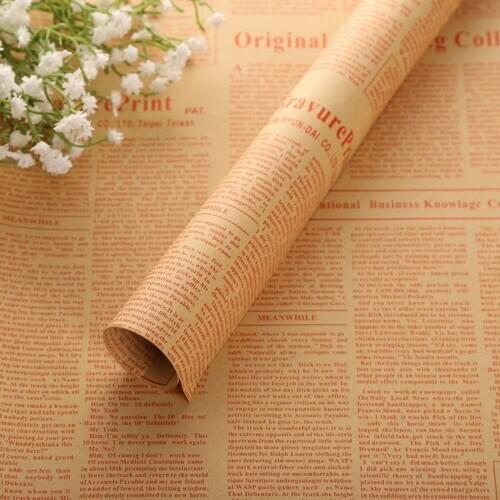 Newspaper 4 Color Flower Packaging Paper Wrapping Paper Multi-Purpose Festival Packing Gift Retro Durable Printing Ornament