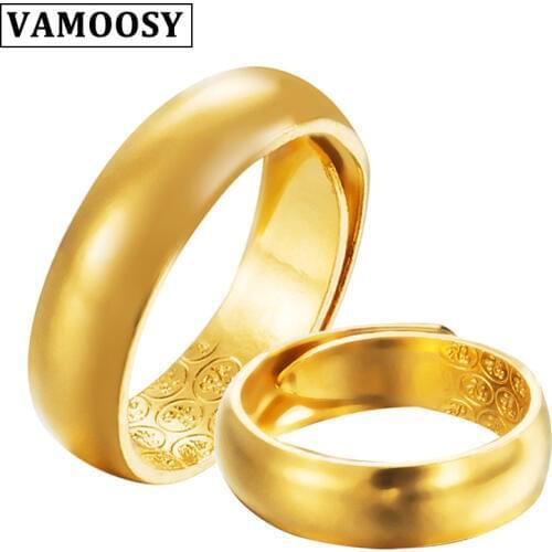 VAMOOSY Top Quality Gold Concise Classical Wedding Open Ring 24K Gold Color BOHO style jewelry Wholesale never fade NO allergy