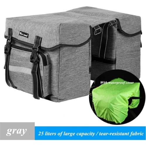25L Bicycle Bags Cycling Rear Double Side Travel Bag Tail Seat Pannier Bicycle Luggage Carrier Bike Rack Trunk Bag