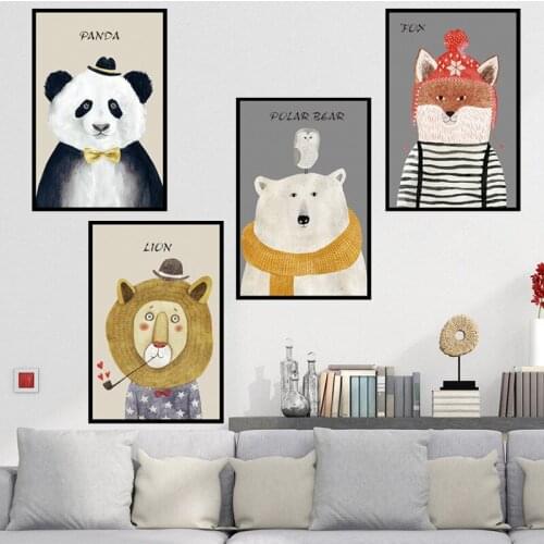 1Thinking of The Lion Panda Cartoon Animal Wall Stickers Photo Frame Stickers for Living Room Bedroom Studio