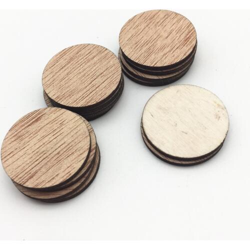 100pcs 25mm 1inch Blank Unfinished Brown Wood Circle Round Chips Disks Embellishments DIY CRAFTS Scrapbooking