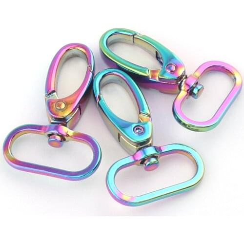 4Pcs Rainbow Keychains Jewelry Findings & Components Lobster Clasp Keyring Swivel clasp for Bag Handbag Webbing Leather Supplies