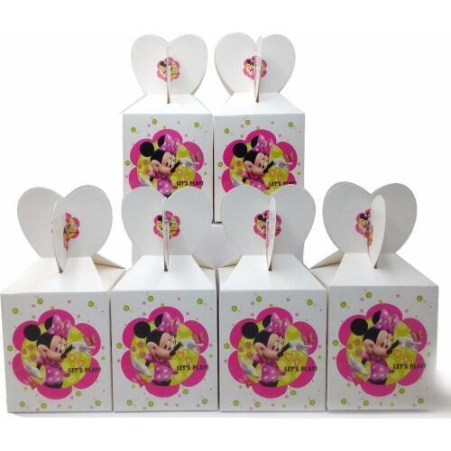 6pcs/set Minnie Mouse Party Supplies Paper Candy Box Cartoon Kids Birthday Decoration Baby Shower Girl Minnie Party Supplies 1